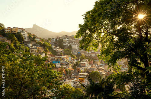 Colorful favela in Rio de Janeiro city, Brazil