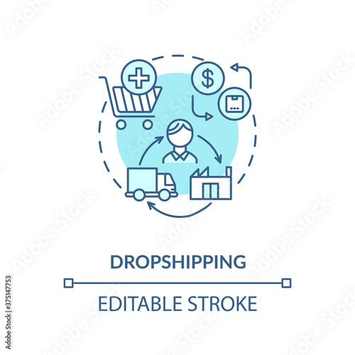 Dropshipping concept icon. Transportation service, small entrepreneurship idea thin line illustration. Modern business model. Vector isolated outline RGB color drawing. Editable stroke