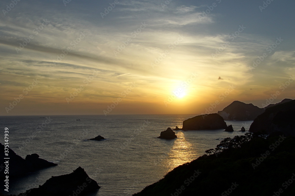 Beautiful sunset at the cape, IROUZAKI in Shizuoka, Japan.