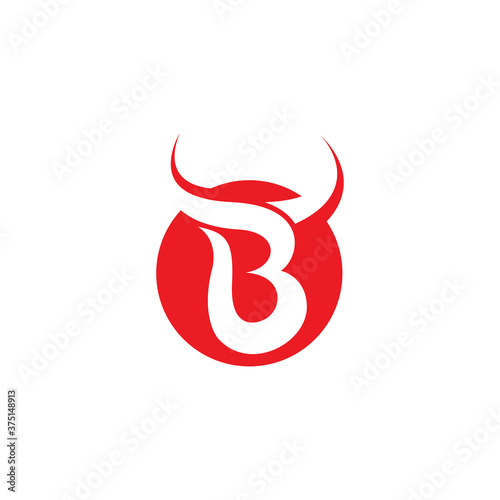 Bull horn looking letter B, vector logo