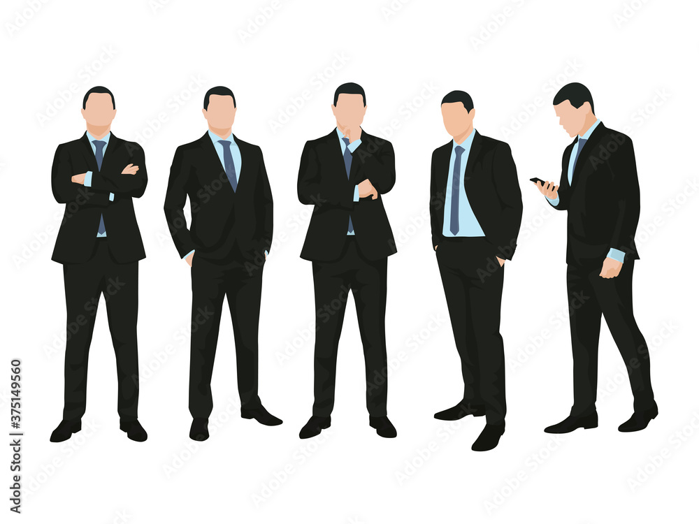 Business men. Group of business people. Isolated vector flat design illustrations - obrazy, fototapety, plakaty 