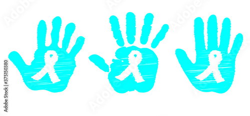 Mens psa prostate cancer. November. Blue ribbons background. Awareness month. World Cancer day. Medical blue ribbons logo. Men oncological disease support campaign, masculine health care. No shave. photo