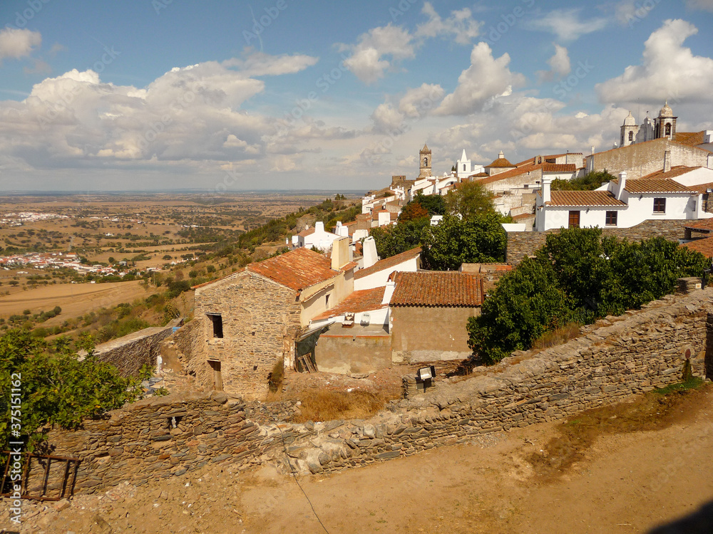 Monsaraz, Alentejo, Portugal village view with surrounding landscape and nature.