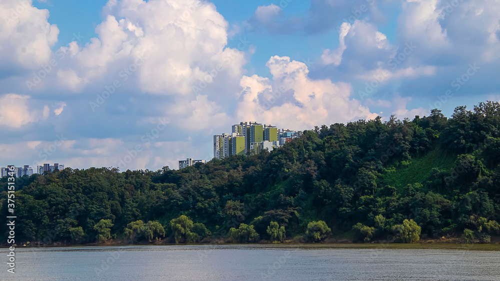 Fototapeta premium condominiums on the riverside