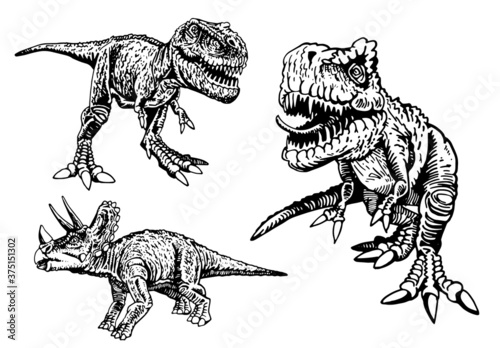 Vector collection of dinosaurs , graphical elements isolated on white