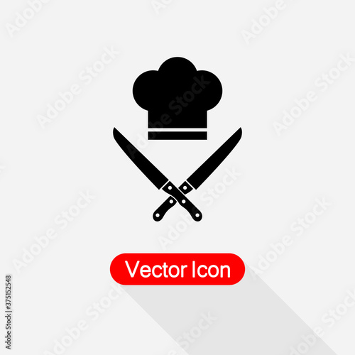 The Chef Hat And Knife Icon Vector Illustration Eps10