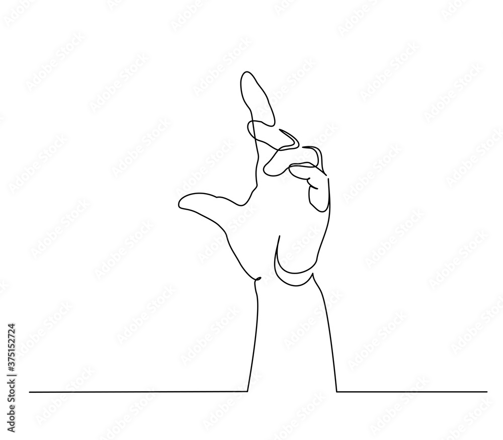 Hand showing something sign. Continuous one line art Hand showing something sign. Continuous one line art