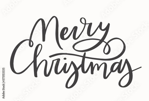 Merry Christmas hand lettering. Handwritten Christmas calligraphy. Greeting card design, gift tags.