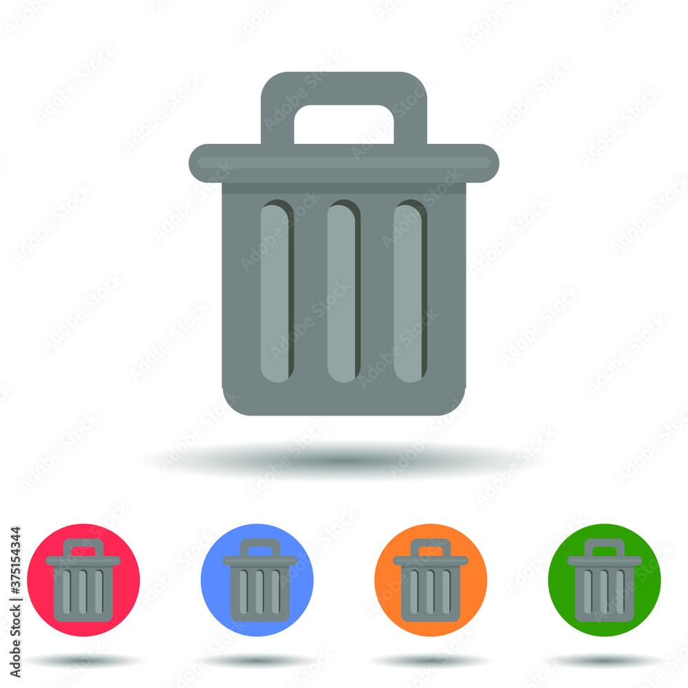 Flat illustration of trash bin icon vector logo isolated on background Flat illustration of trash bin icon vector logo isolated on background