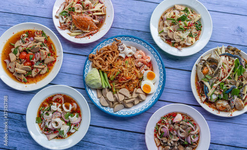 Thai Spicy Seafood and Pork Salads