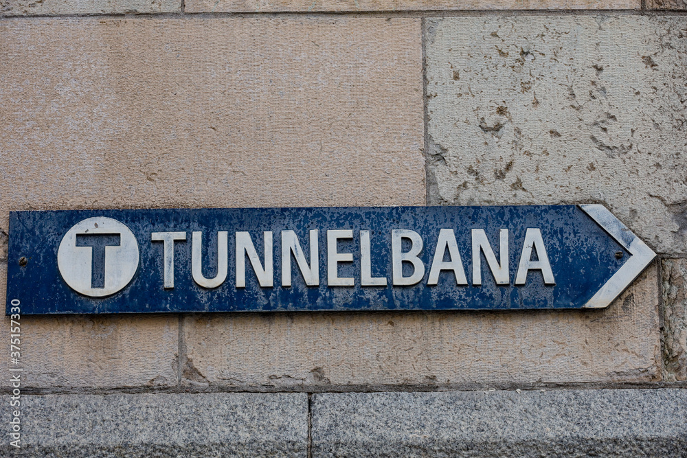 Stockholm, Sweden An old street sign for the tunnelbana, or subway. Stockholm, Sweden An old street sign for the tunnelbana, or subway.