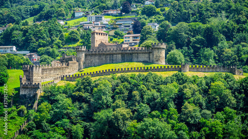 View of Montebello castle in Bellinzona Switzerland photo