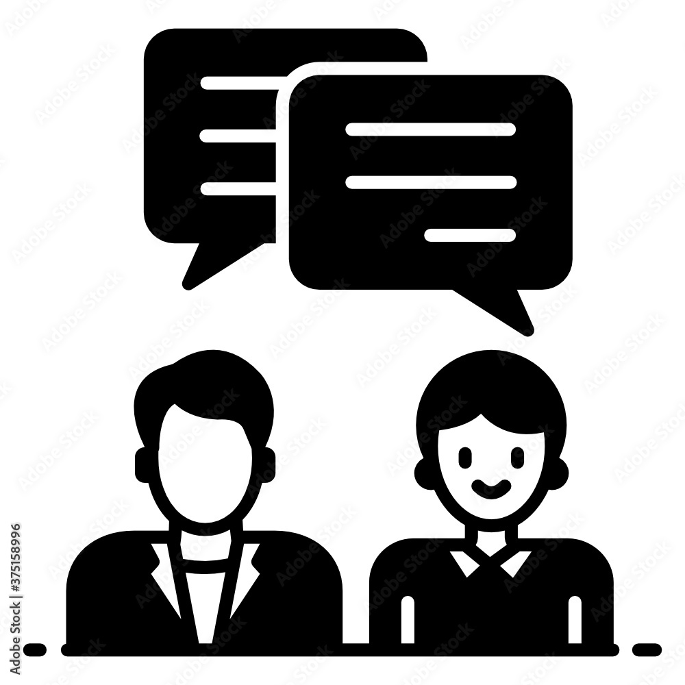 Dialogue, person connected with speech bubble in flat style
Dialogue, person connected with speech bubble in flat style