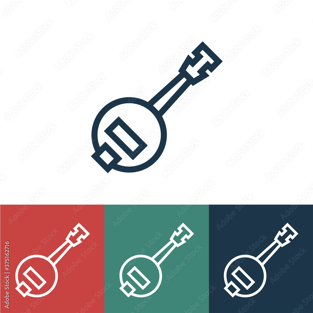 Linear vector icon with banjo