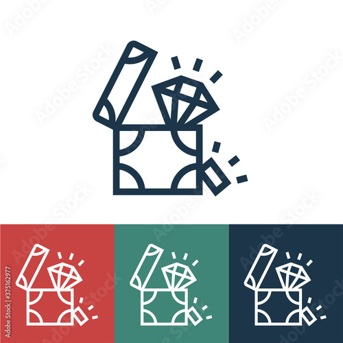 Linear vector icon with treasure chest