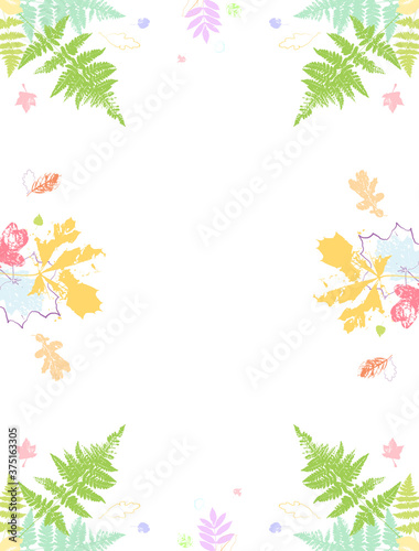 Frame design from colored autumn leaves on a white background.