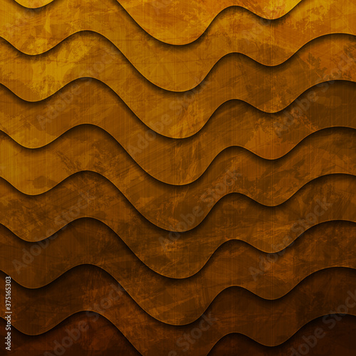 Dark orange grunge waves abstract material background. Vector design