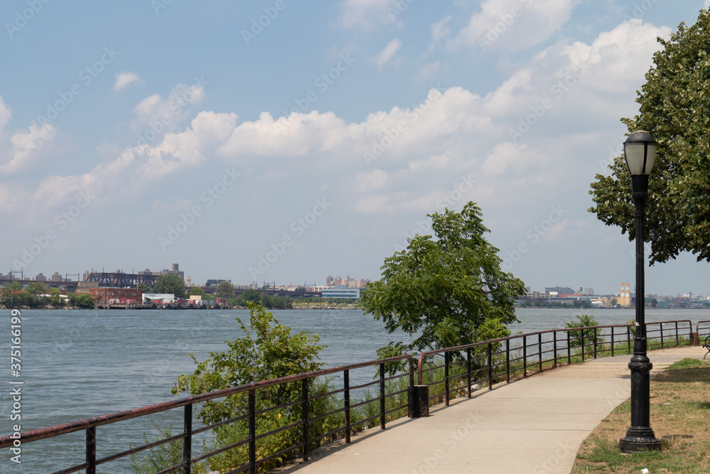 Astoria Queens Riverfront Trail at a Park along the East River in New York City during Summer