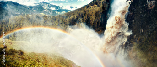 Fototapeta Naklejka Na Ścianę i Meble -  big waterfall with beautiful rainbow 