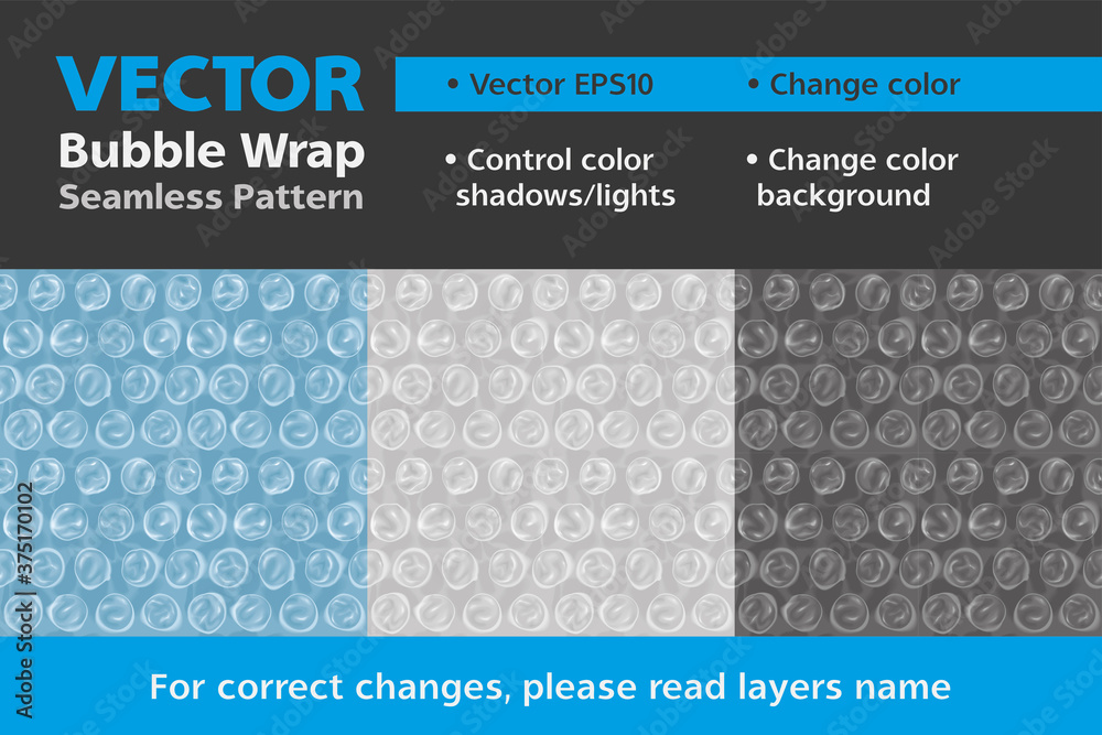 Fototapeta premium Vector Mockup Seamless Pattern Bubble Wrap Film Fragile Packaging Shockproof