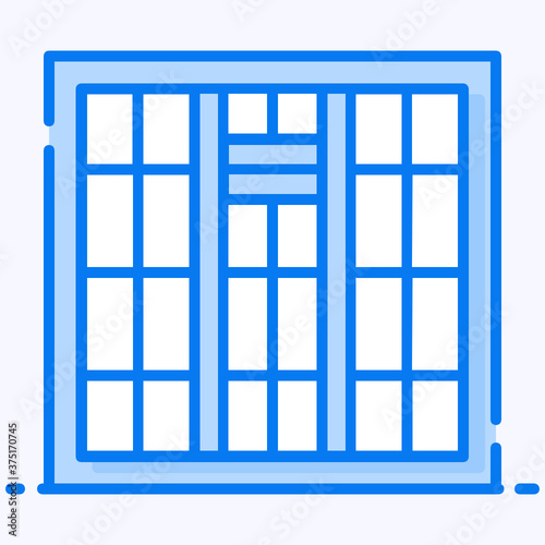  Glass window frame, icon of vector design 