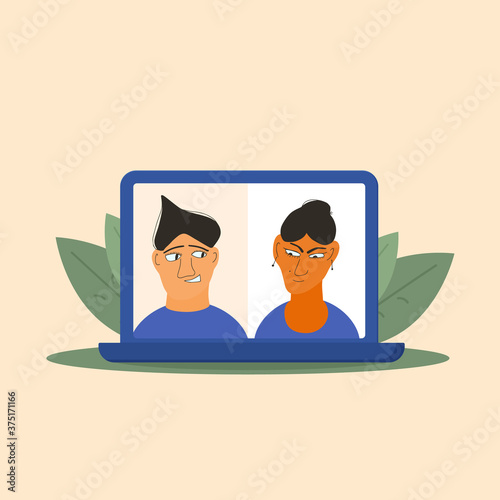 Video conference concept. Online call. Vector flat
