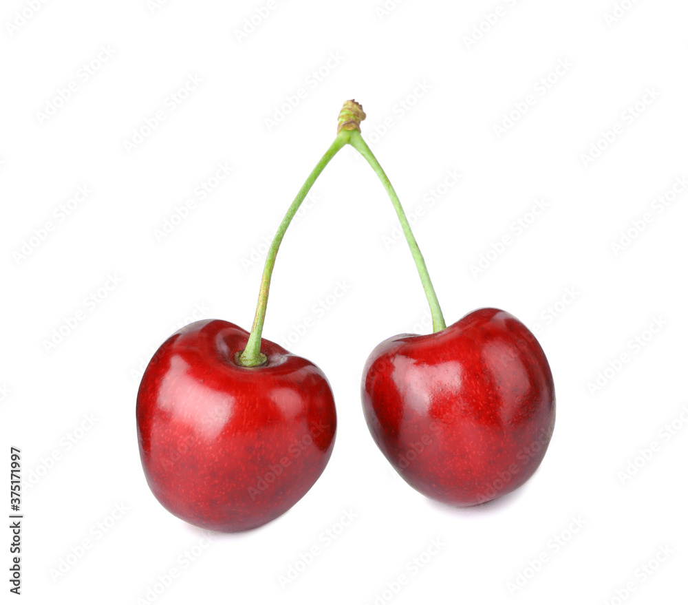 Delicious fresh ripe cherries isolated on white Delicious fresh ripe cherries isolated on white