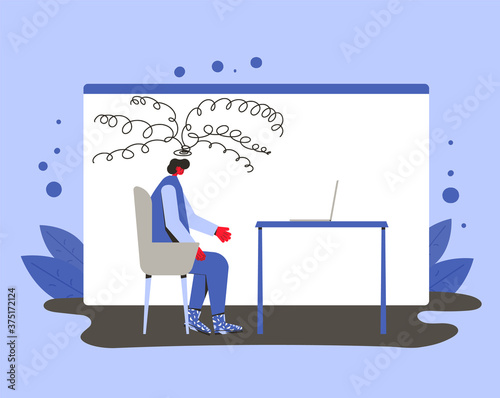 Mental health therapy session. Vector color flat.