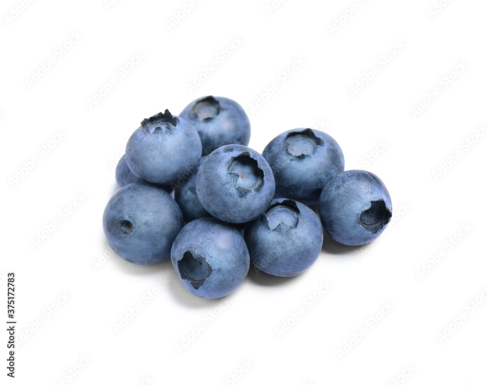 Delicious fresh ripe blueberries isolated on white