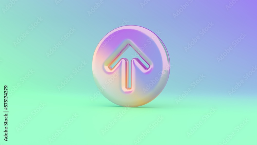 3d rendering colorful vibrant symbol of up arrow in circle on colored background 3d rendering colorful vibrant symbol of up arrow in circle on colored background
