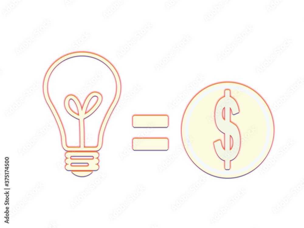 Electric light bulb and currency symbol Electric light bulb and currency symbol