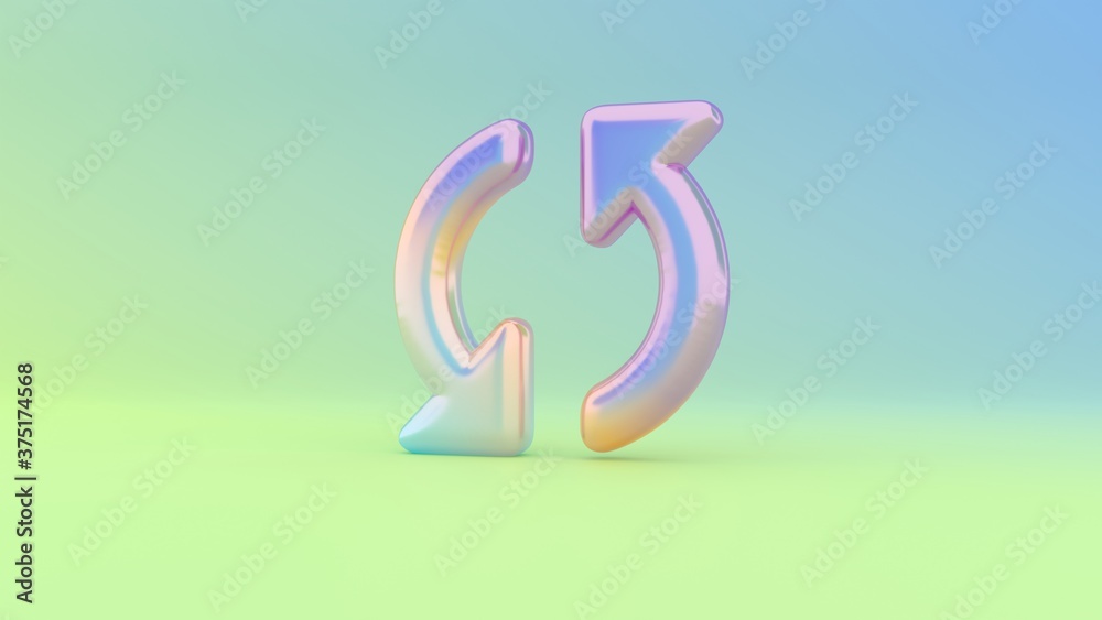 Fototapeta premium 3d rendering colorful vibrant symbol of double refresh arrow on colored background