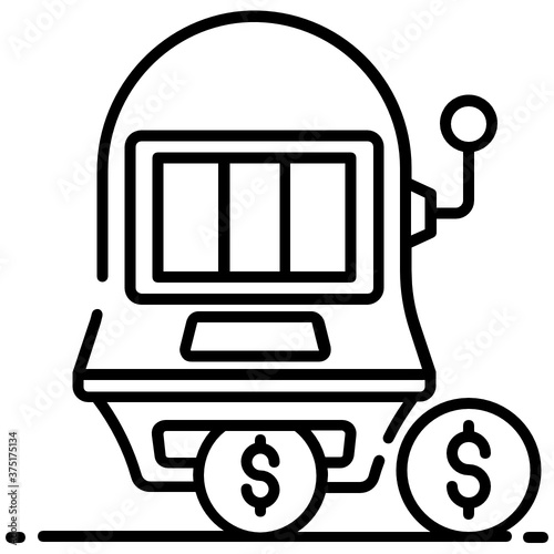 
Fruit machine in casinos also known as slot machine, icon
