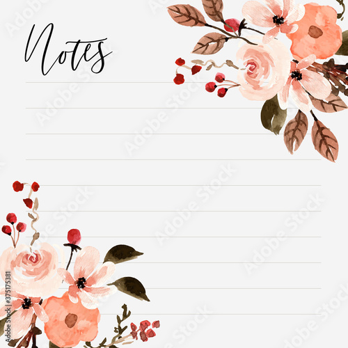 Warm Autumn Floral Sticky Notes Template