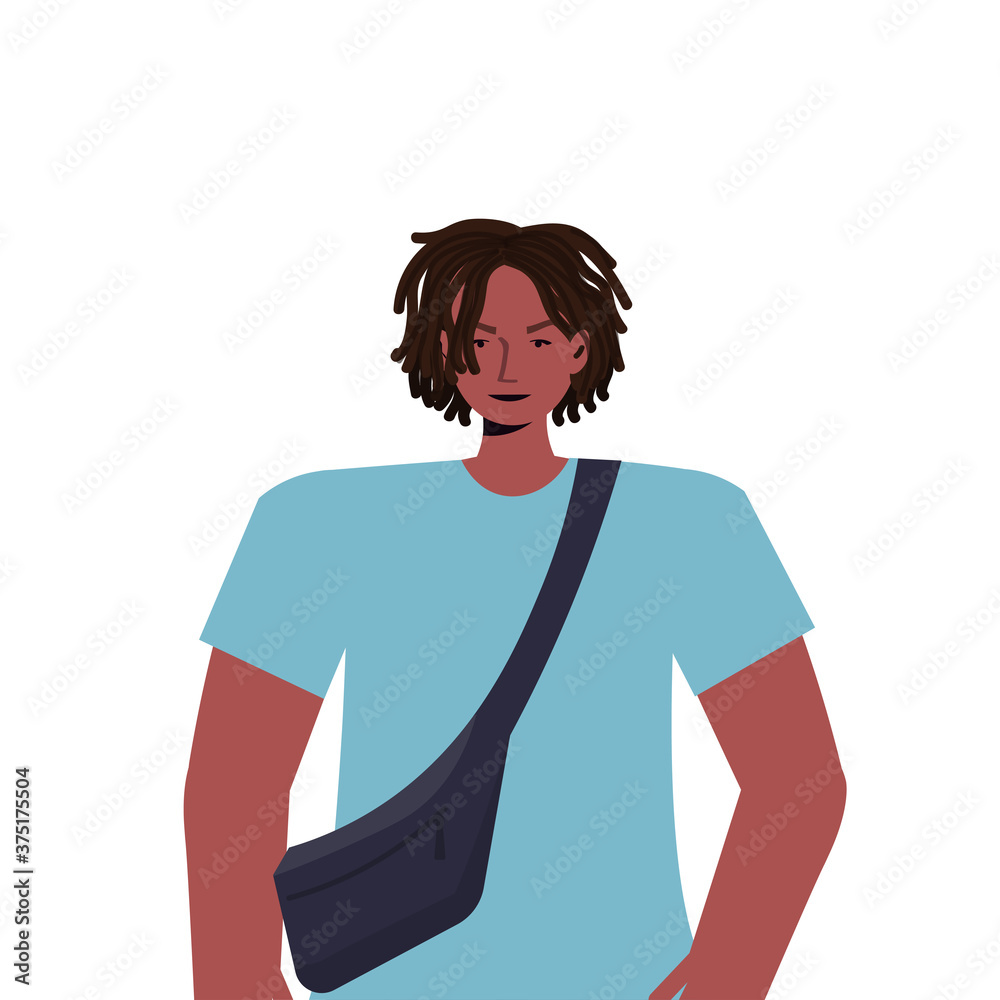 young man in casual trendy clothes african american male cartoon character portrait vector illustration young man in casual trendy clothes african american male cartoon character portrait vector illustration