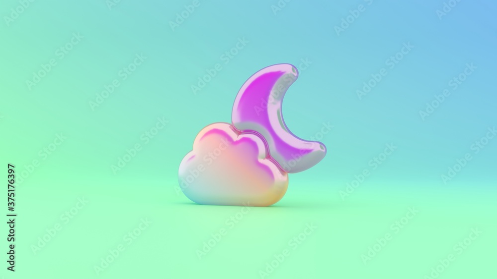 Fototapeta premium 3d rendering colorful vibrant symbol of cloud moon on colored background