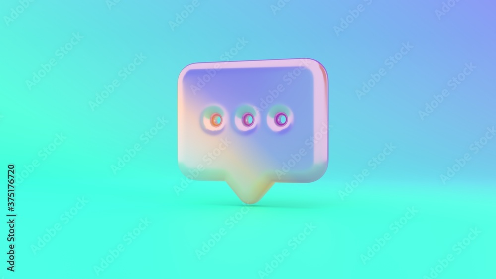 Naklejka premium 3d rendering colorful vibrant symbol of rounded chat bubble on colored background