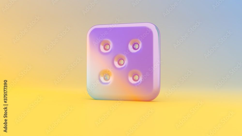 3d rendering colorful vibrant symbol of dice five on colored background 3d rendering colorful vibrant symbol of dice five on colored background