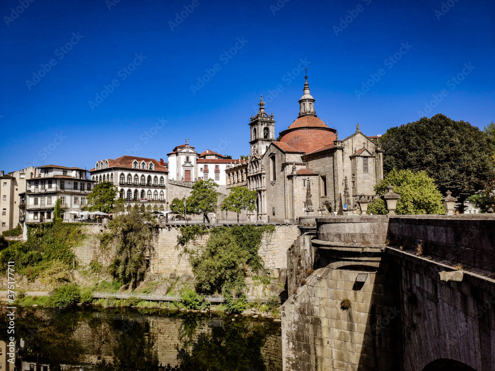 Saint Gonçalo church and his bridge, amarante, Portugal.