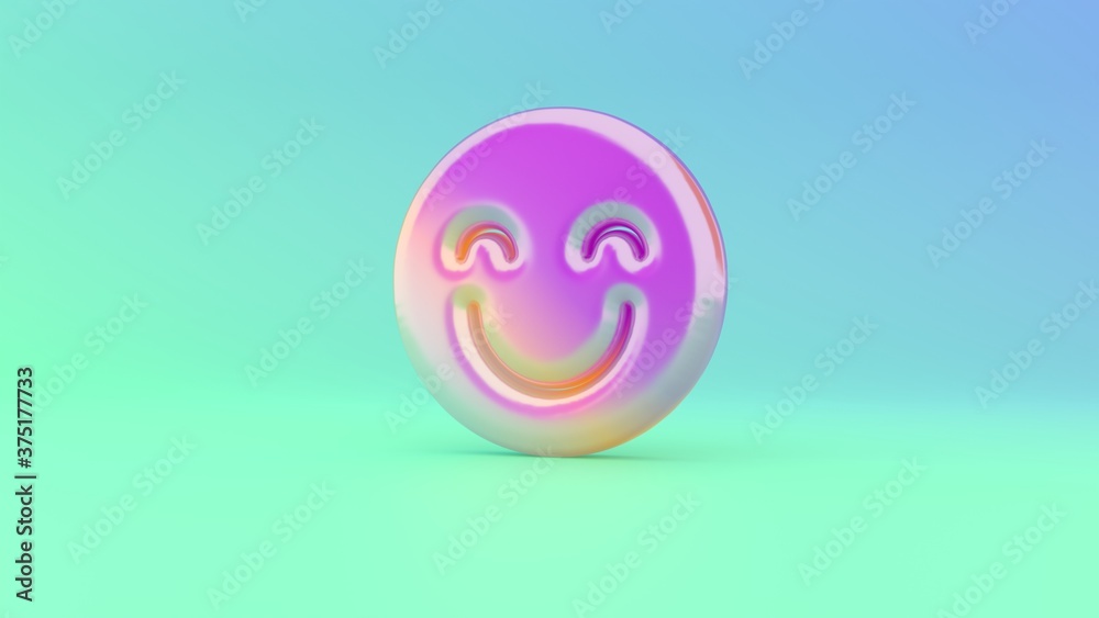 Obraz premium 3d rendering colorful vibrant symbol of emoticons happy on colored background