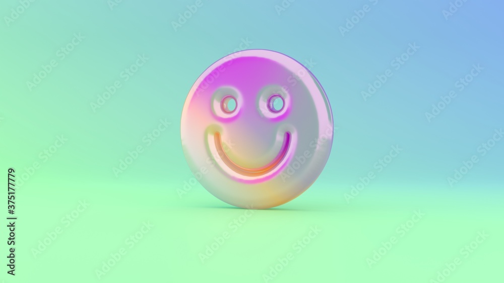 3d rendering colorful vibrant symbol of emoticons smile on colored background