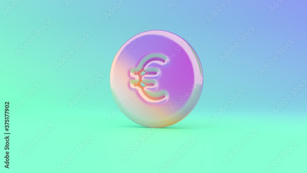 3d rendering colorful vibrant symbol of euro on colored background 3d rendering colorful vibrant symbol of euro on colored background