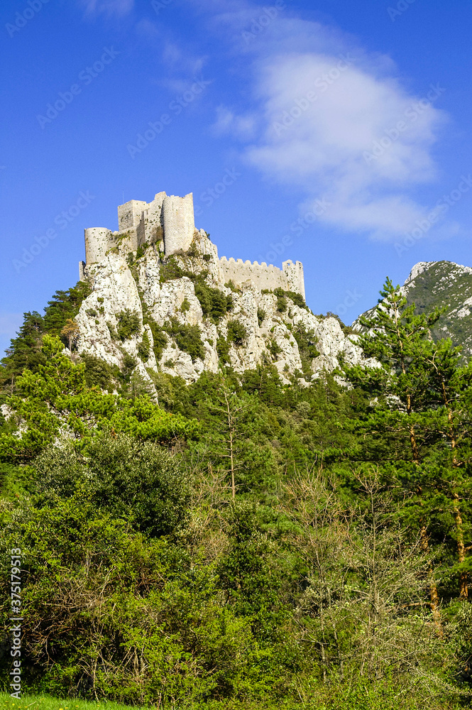 Castillo cataro de Puilaurens(s.XIII).Lapradelle-Puilaurens.Aude.Pirineos orientales.Francia.
