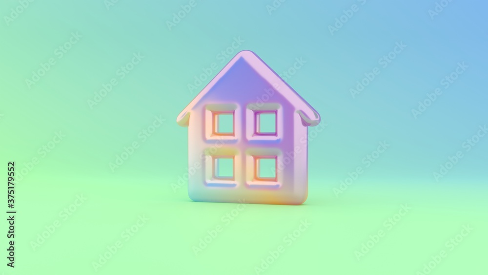 3d rendering colorful vibrant symbol of home on colored background 3d rendering colorful vibrant symbol of home on colored background