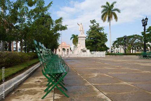 Park and statue of Jose Marti, Cienfuegos, Cuba, Unesco World Heritage Site. photo