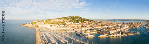 Panorama of the marina of the port of Sete on a summer morning, in Herault in Occitania, France © FredP