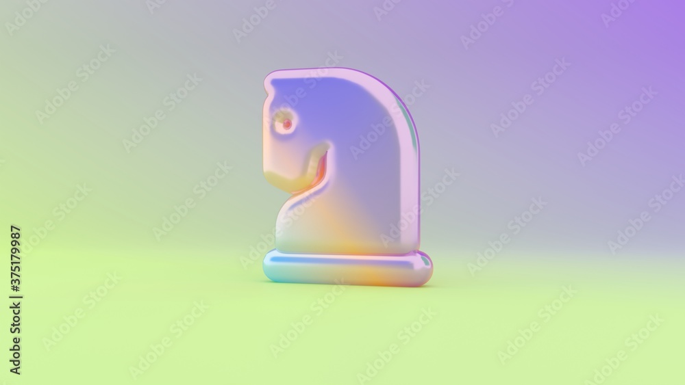 3d rendering colorful vibrant symbol of chess knight on colored background 3d rendering colorful vibrant symbol of chess knight on colored background