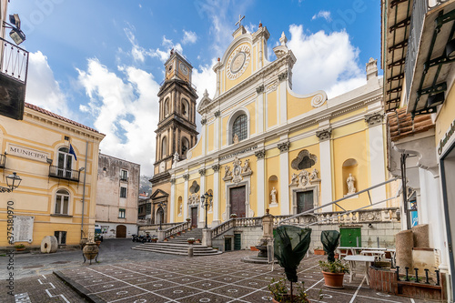 Fototapeta Naklejka Na Ścianę i Meble -  The imposing Basilica of Santa Trofimena in Neoclassical style, Minori, Amalfi Coast