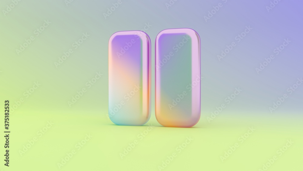 3d rendering colorful vibrant symbol of pause on colored background 3d rendering colorful vibrant symbol of pause on colored background