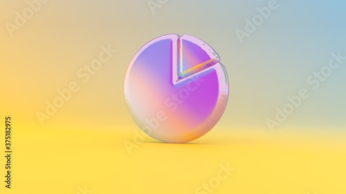 3d rendering colorful vibrant symbol of pie chart on colored background